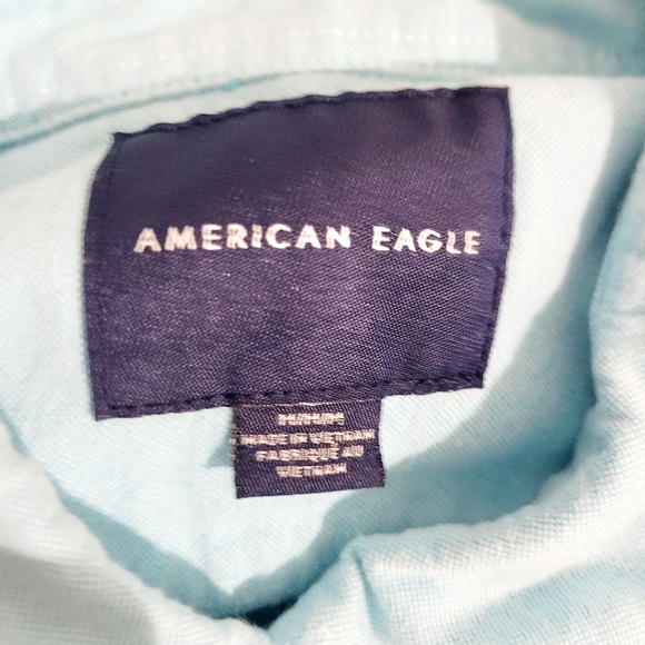 American Eagle Shirt Men's Size Medium Blue Classic Fit Button Up 100% Cotton - Picture 6 of 8